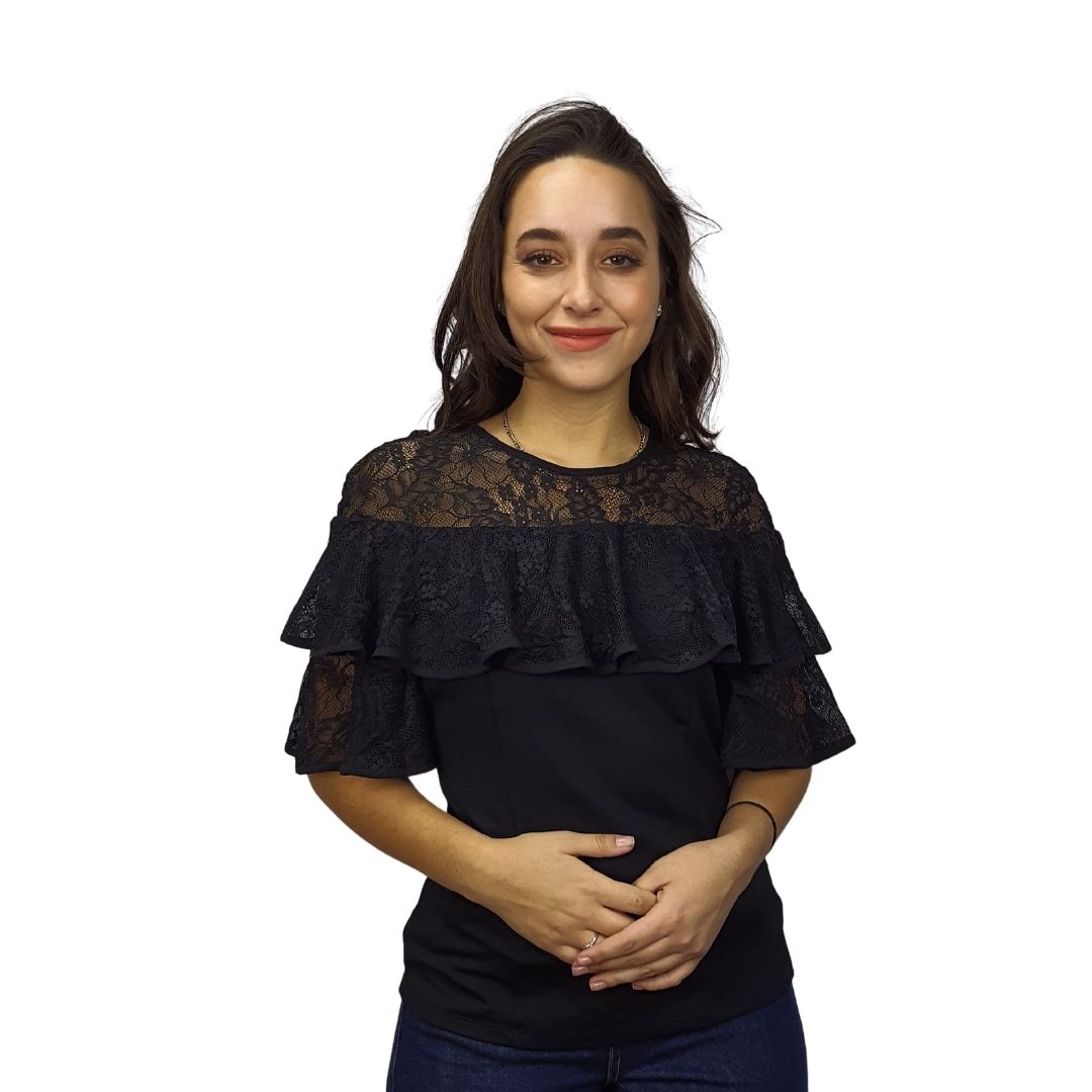 Blusa Vero Moda Negro Style DODGE 1/2 JERSEY TOP(VMC-HH)
