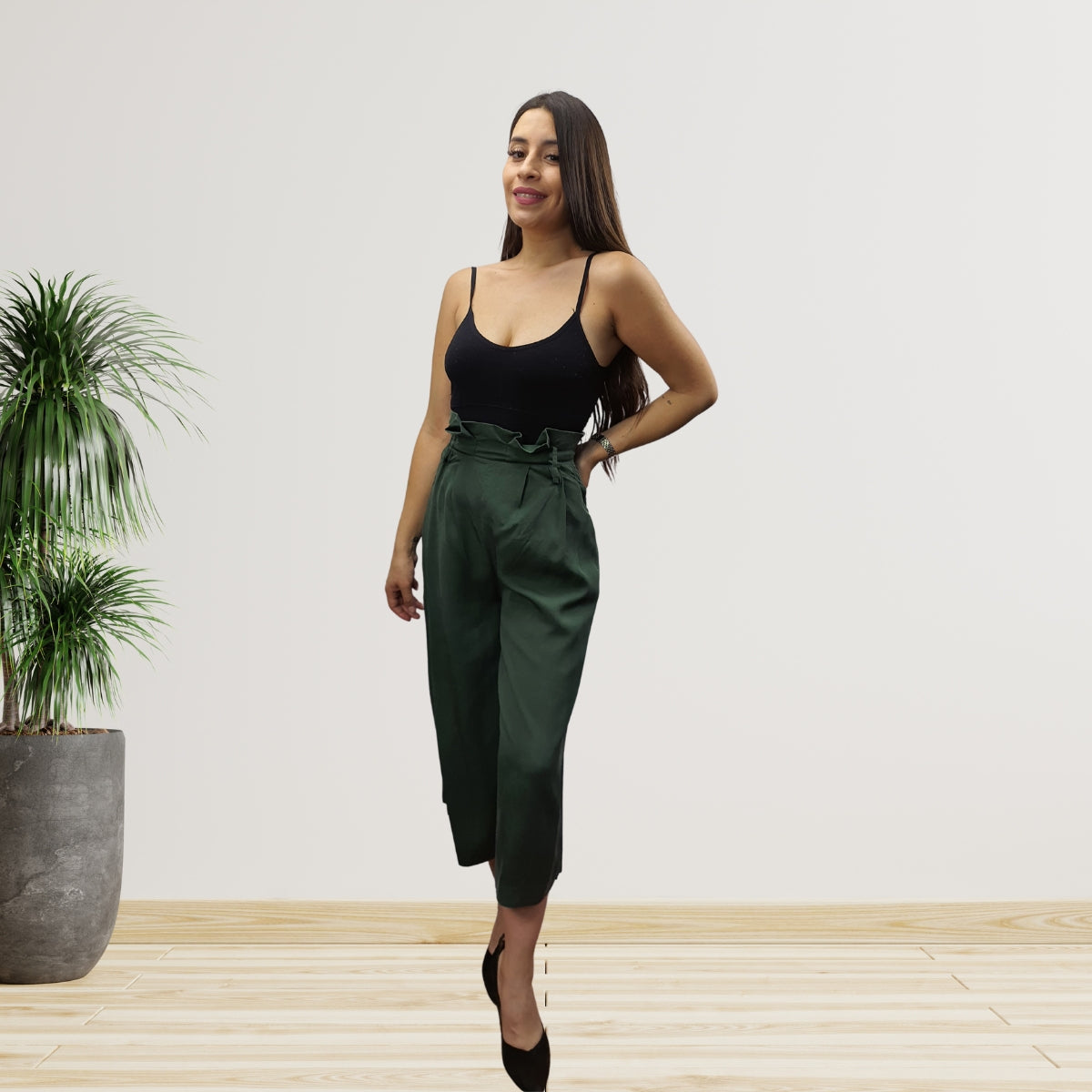 Pantalón Vero Moda Verde Style BENNET SOFT 7/8 WIDE PANTS(NN)