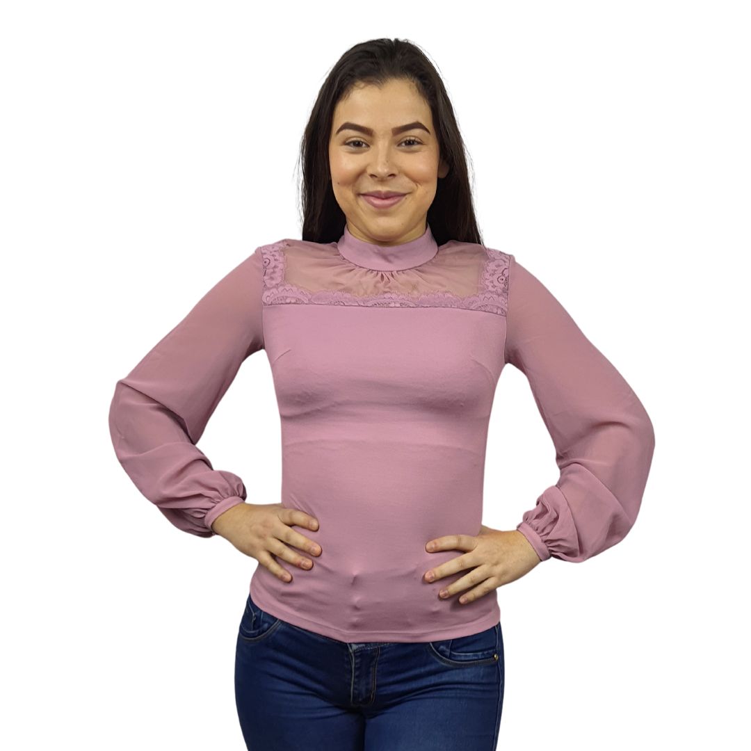 Blusa Vero Moda Rosa Vieja Style EFIN L/S TOP(BT)