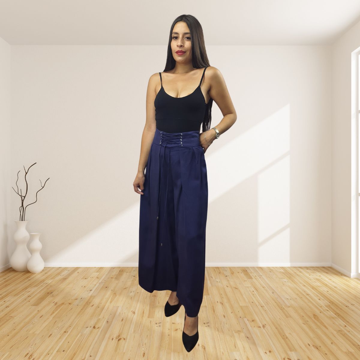 Pantalon Vero Moda Azul Oscuro Style ARIA SOFT 9/10 LOOSE PANTS(VMC-NC)