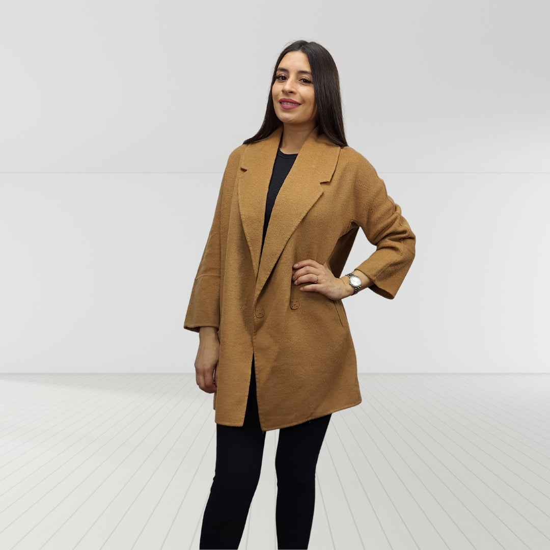 Blazer Vero Moda Marron Claro Style POLINE DF L/S WOOL COAT(VMC-DR)