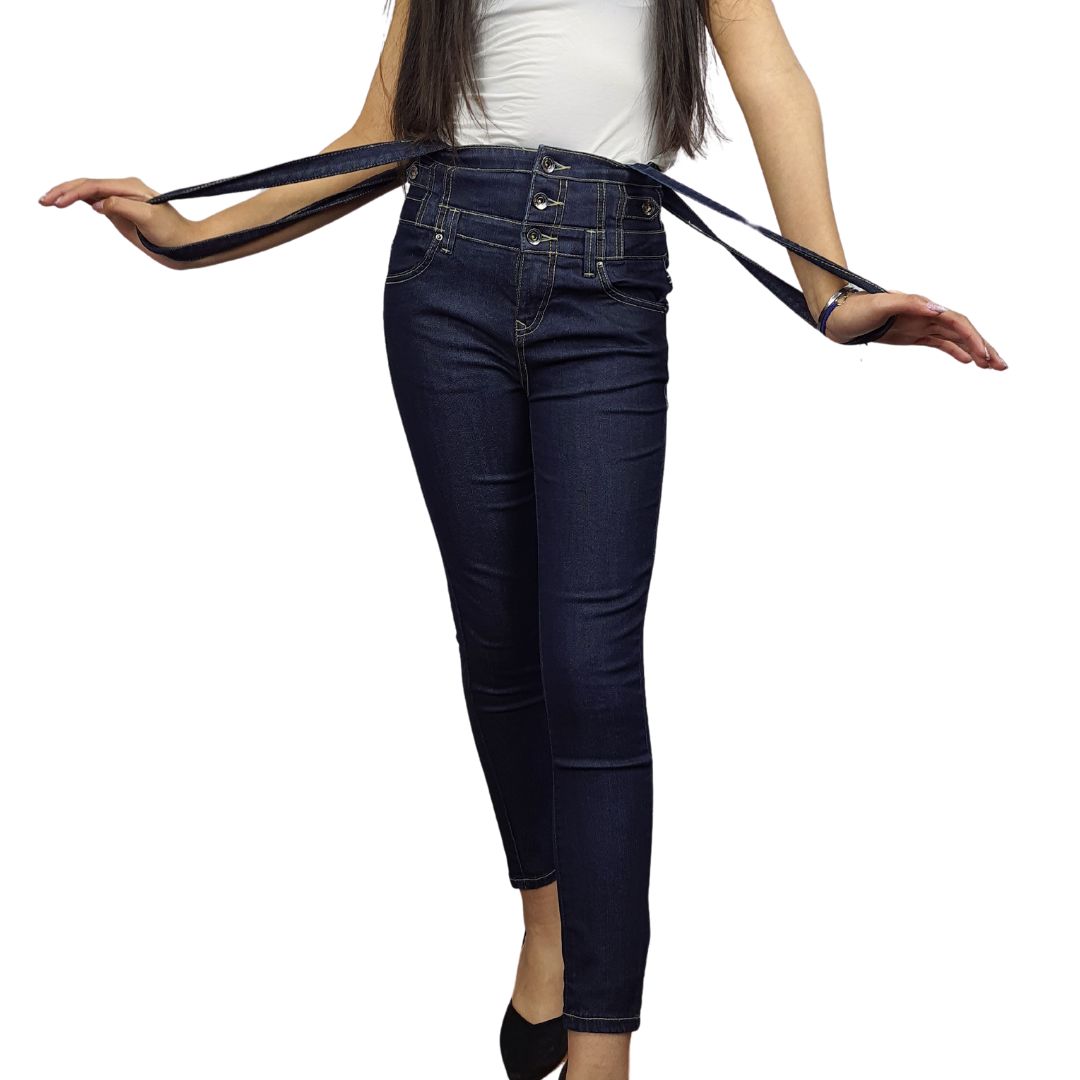 Jardinera Vero Moda Azul Oscuro Style FAITHE 9/10 HIGH WAIST X-SLIM JEANS(PM-C