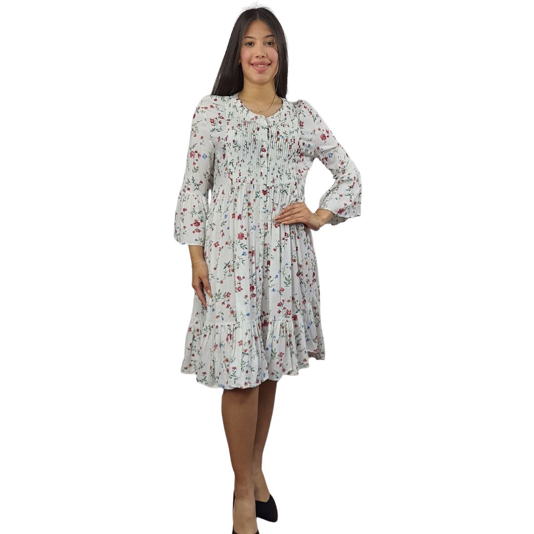 Vestido Vero Moda Blanco Style SILKE PITAYA 3/4 SHIRT(NN)