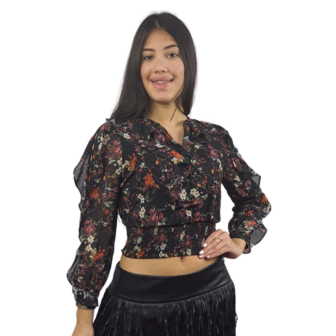 Blusa Vero Moda Negro Style ALEDO L/S WOVEN TOP(VMC-NN)
