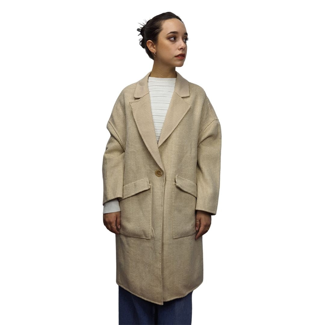 Blazer Vero Moda Beige Style ALPHABET CONTRAST DF L/S WOOL COAT(LL)