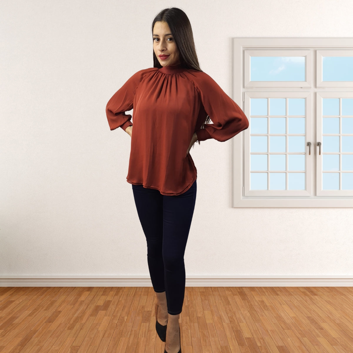Blusa Vero Moda Marron Style BONNIE 3/4 WOVEN TOP(VMC-NR)