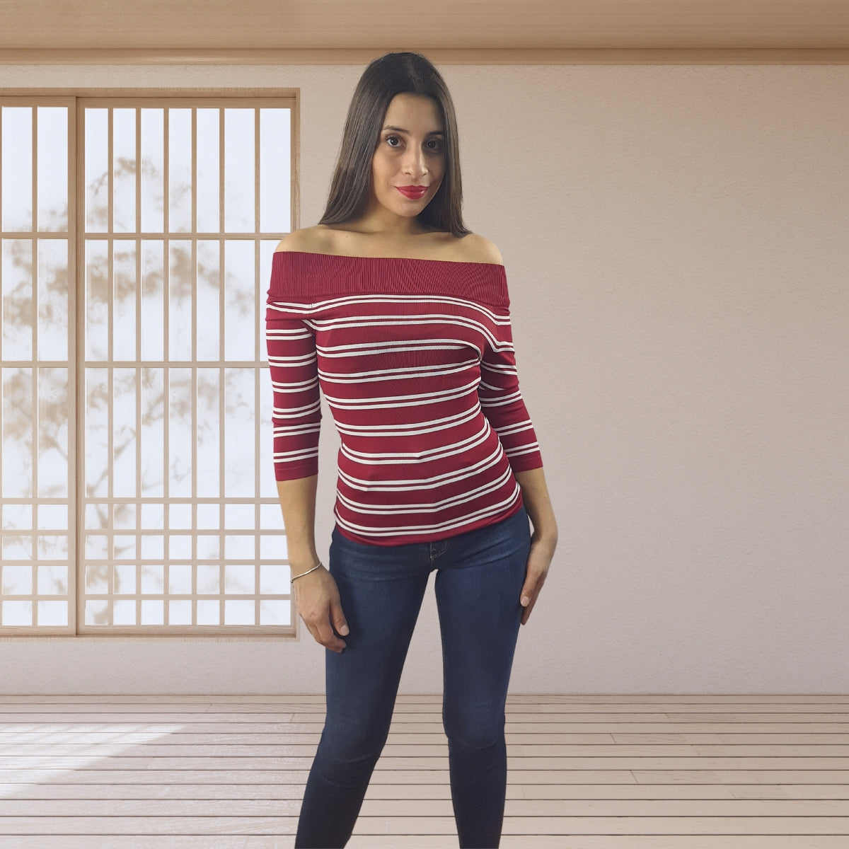 Blusa Vero Moda Vinotinto Style CARRY 3/4 KNIT(NL)