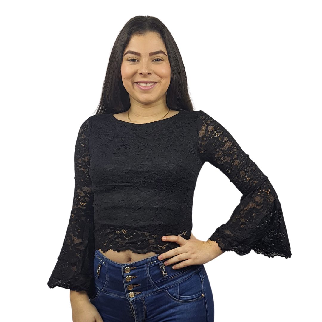 BLusa Vero Moda Negro Style KAMA L/S TOP(BT)