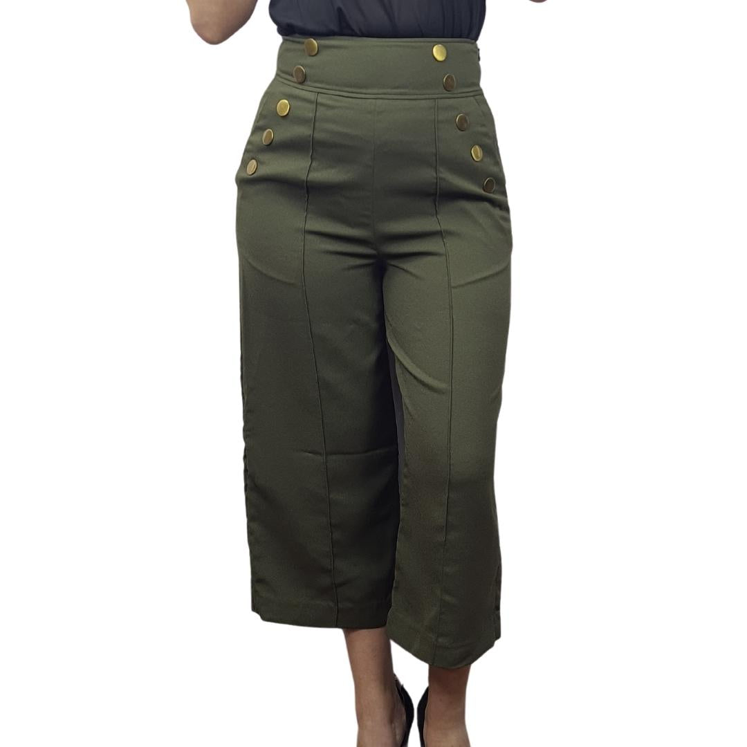 Pantalon Vero Moda Verde Style ENGLAND 7/8 WIDE PANTS(VMC-MW-ET-2)