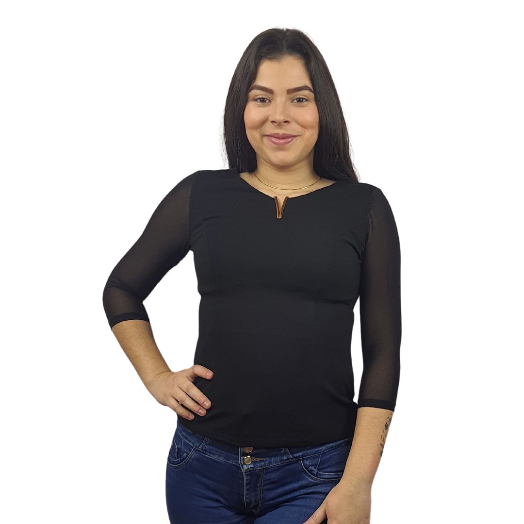 Blusa Vero Moda Negro Style TIFFANY 3/4 JERSEY TOP(VMC-UM)