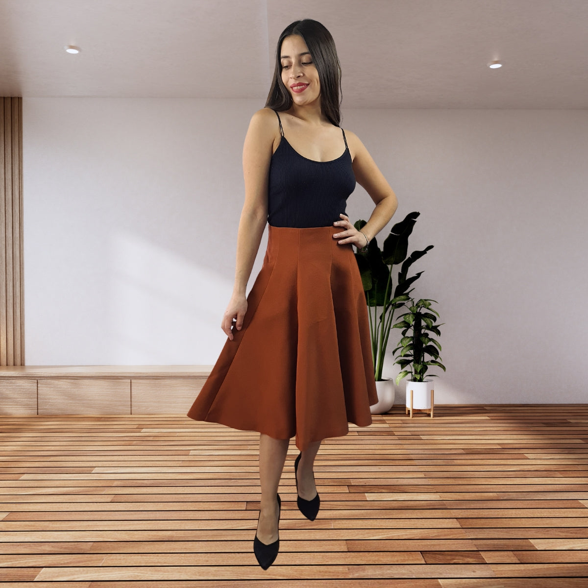 Falda Vero Moda Cobre Style DARCY MIDI SKIRT(BN-ET-2)