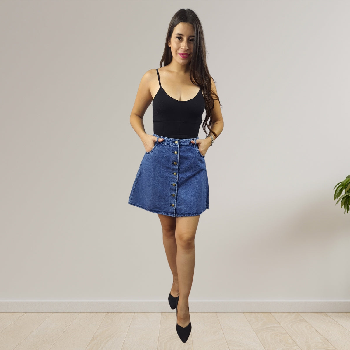 Falda Vero Moda Azul Style LINK HIGH WAIST DENIM A SKIRT(BN-CS-1)