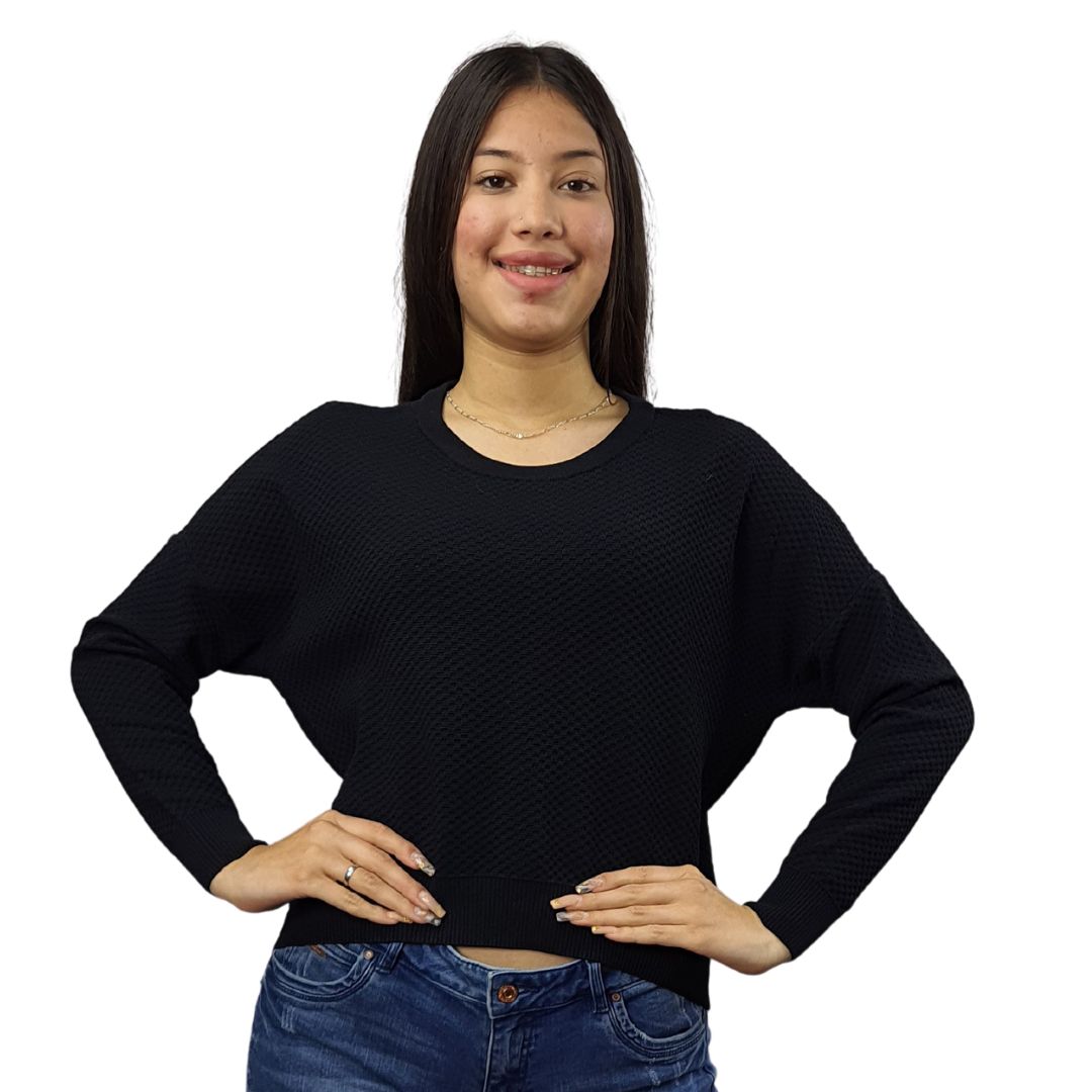 Sweater Vero Moda Negro Style POPCORN L/S KNIT(BN-EC-1)
