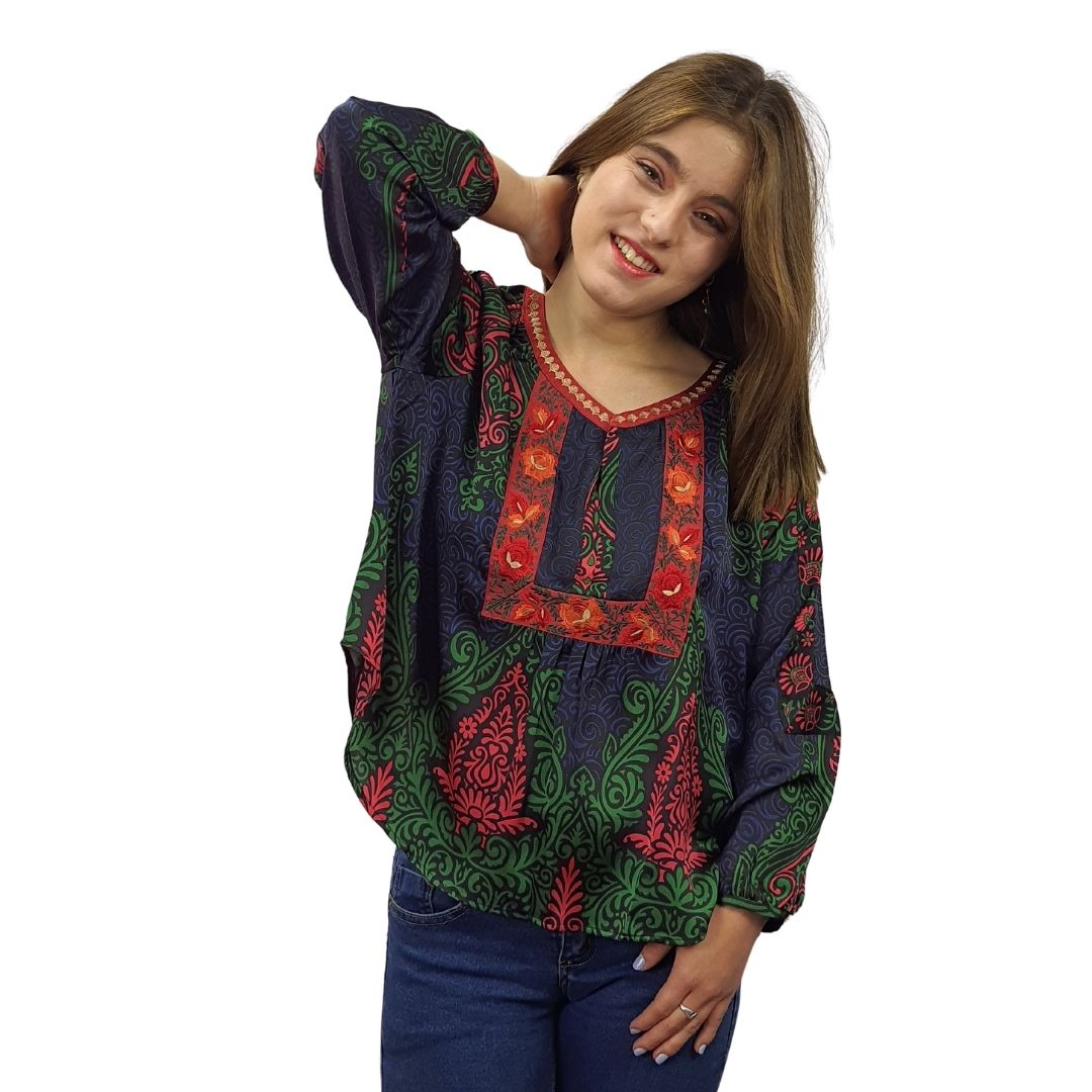 Blusa Rapsodia Kulum Zhou Sari Negro