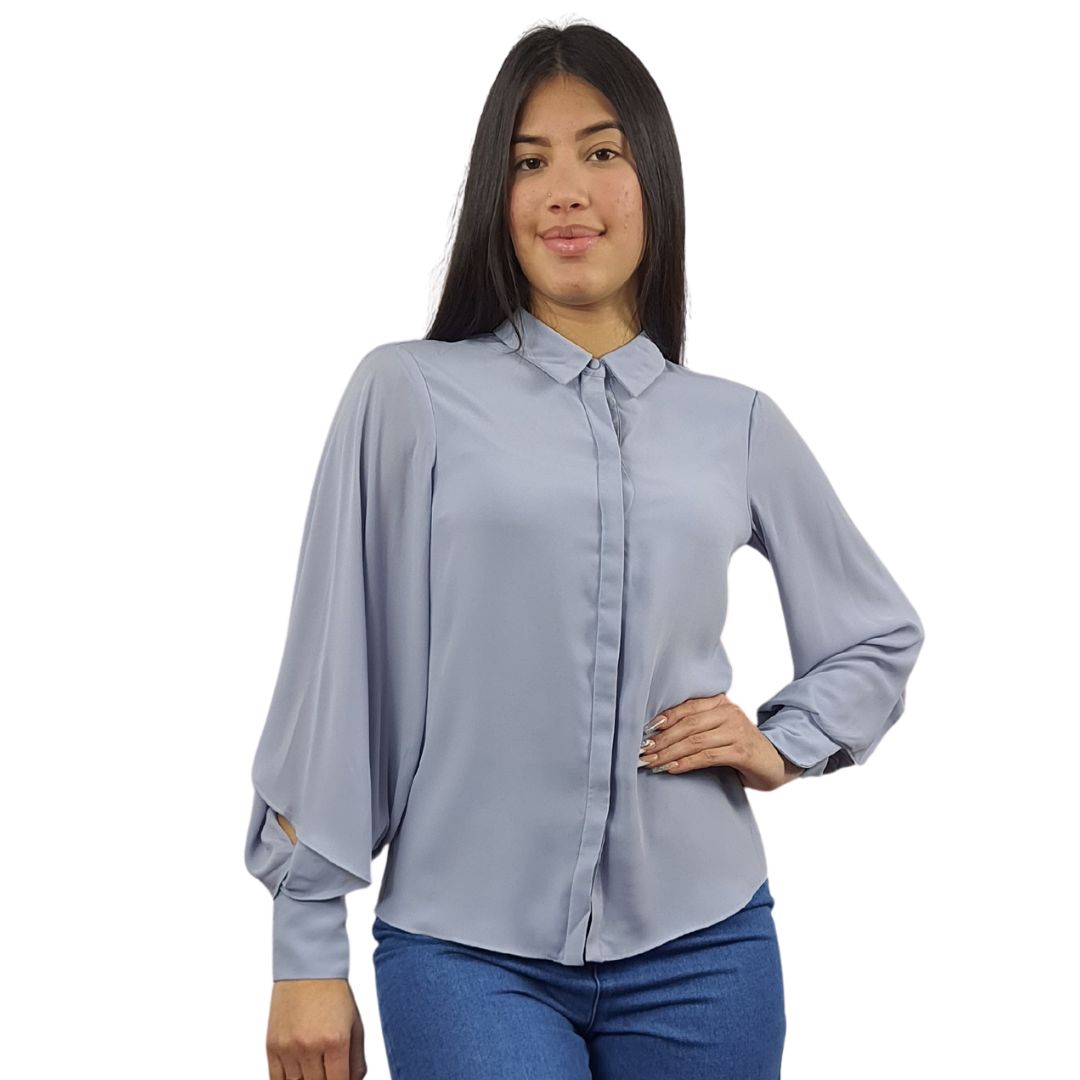 Blusa Vero Moda Azul Claro Style WINDY L/S SHIRT(VMC-PF)