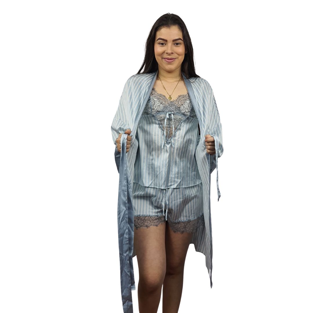 Bata de Pijama Vero Moda Azul Claro Style VIVA 3/4 ROBE(HOMEWEAR)