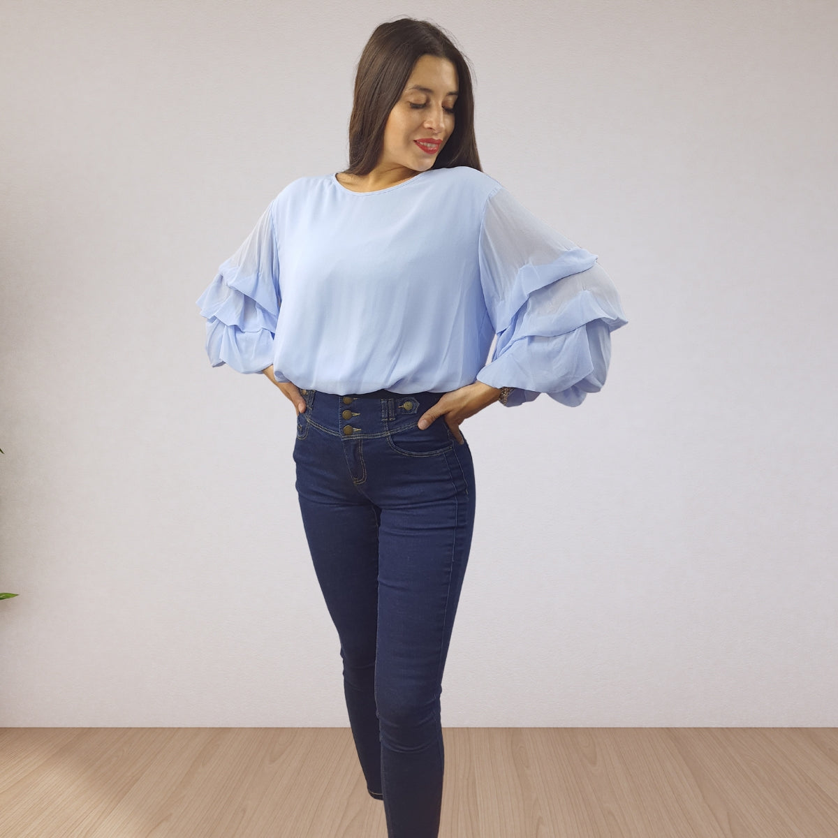 Blusa Vero Moda Azul Style KYNA 1/2 TOP(VMC-SL)