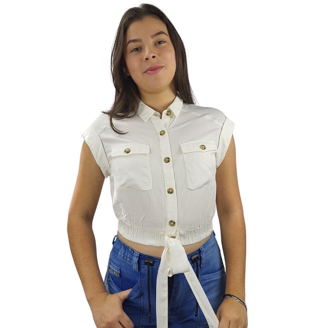 Blusa Vero Moda Blanca Style SASHA S/S SHIRT(NE-EC-3)