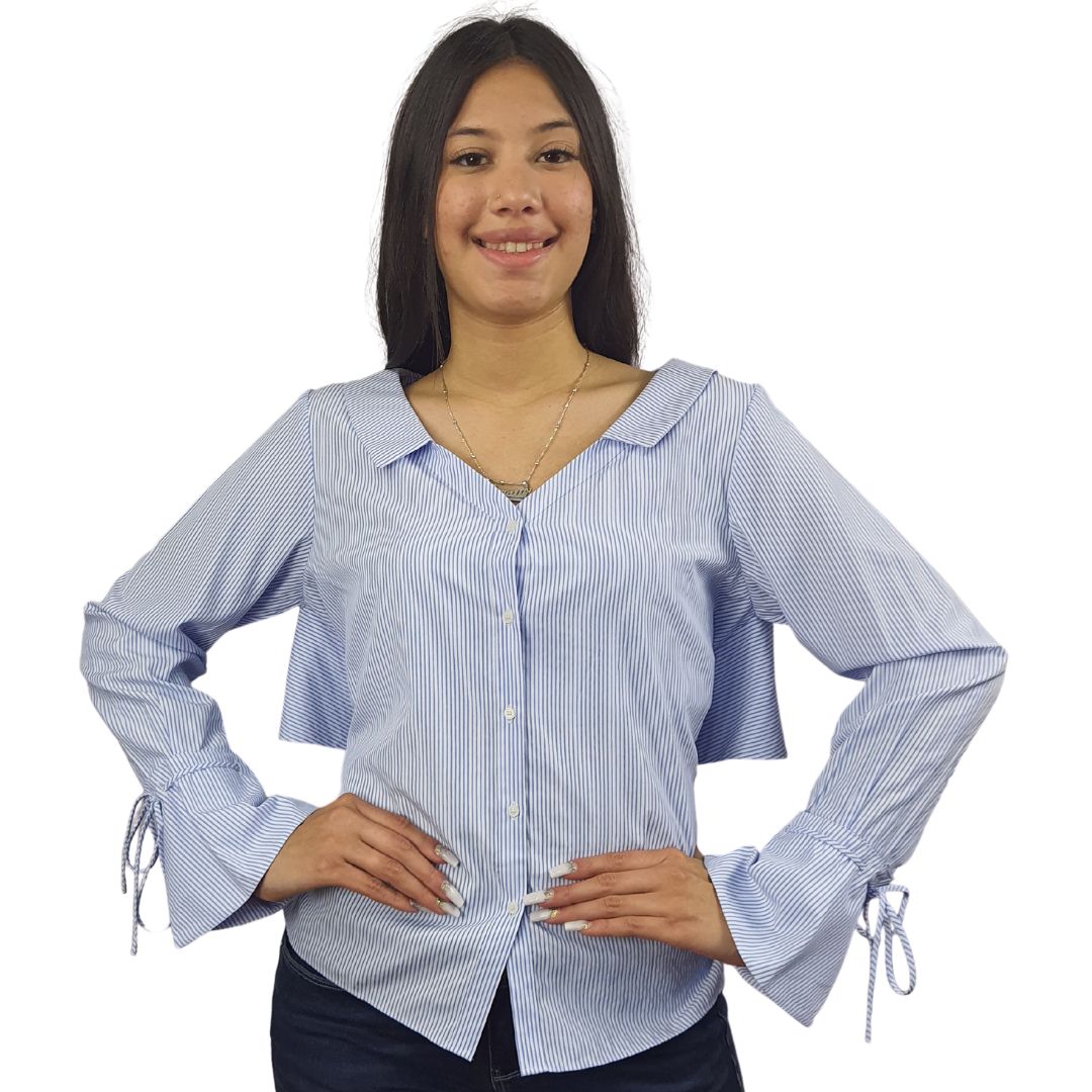Blusa Vero Moda Azul Claro Style ALPINE STRIPE L/S SHIRT(FL)