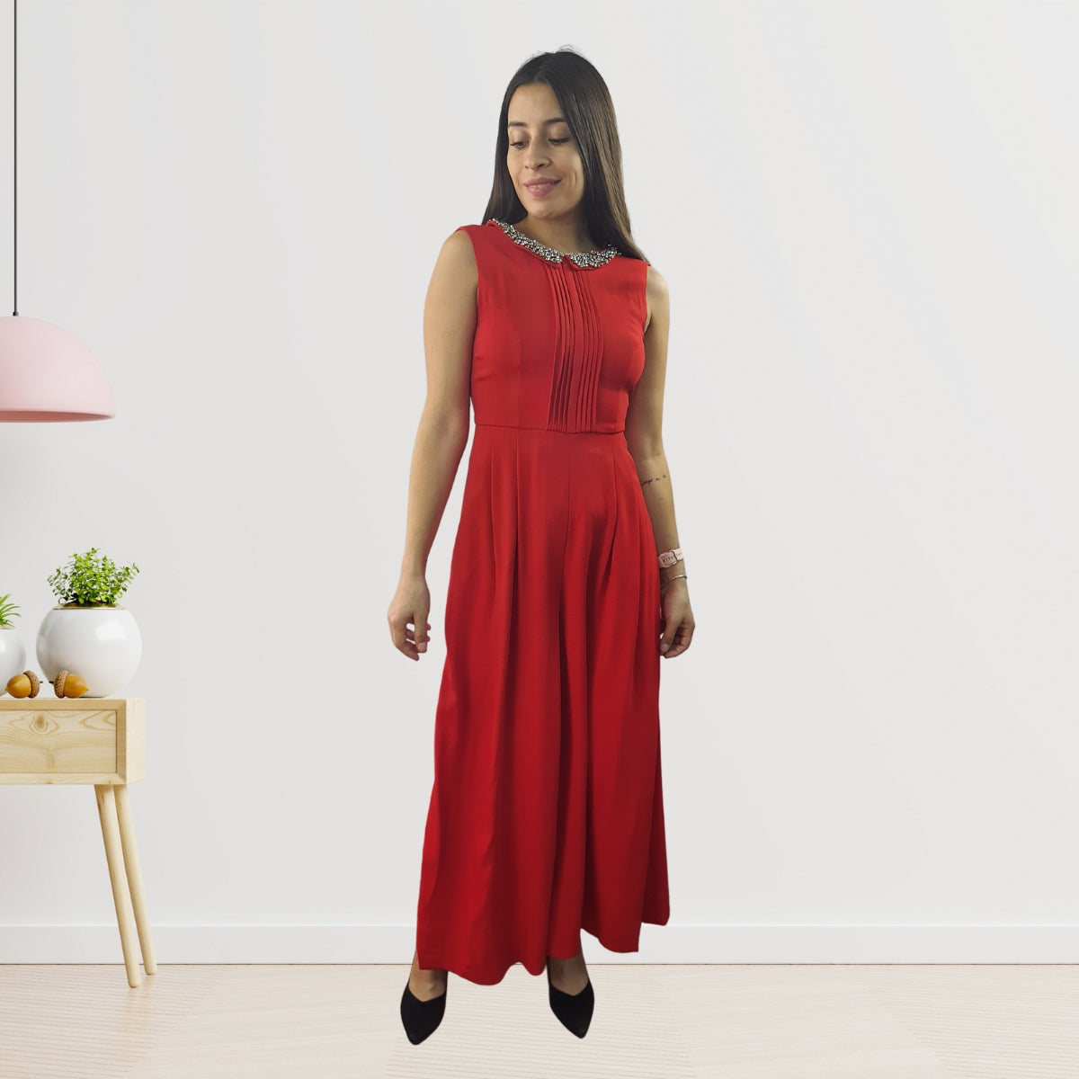 Entero Vero Moda Rojo Style COLLAR WIDE CATSUIT(VMC-BN-ET-3)