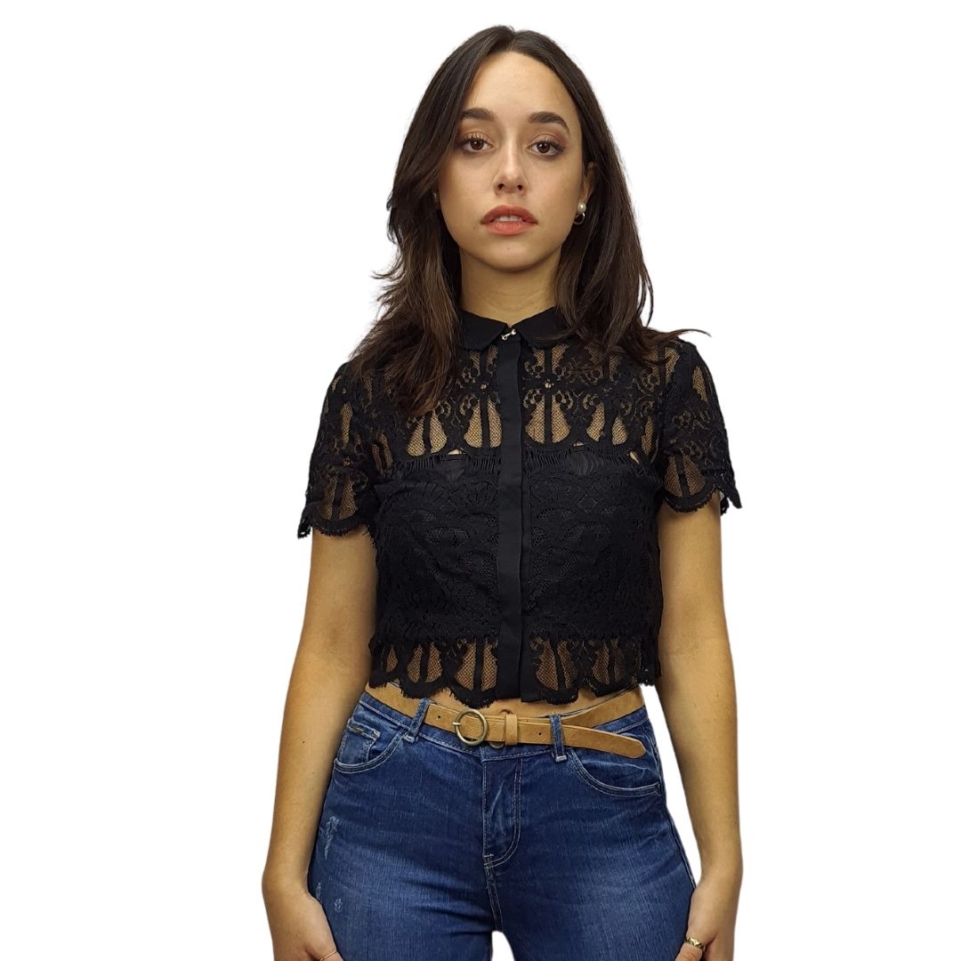 Blusa Vero Moda Negro Style VIVIEN S/S SHIRT SET(VMC-HH)