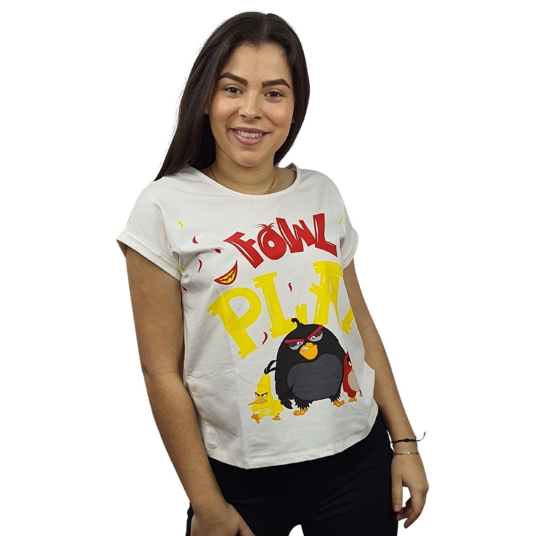 Polera Vero Moda Blanco Style EC ANGRY BIRD SUNSHINE S/S TOP(MP)
