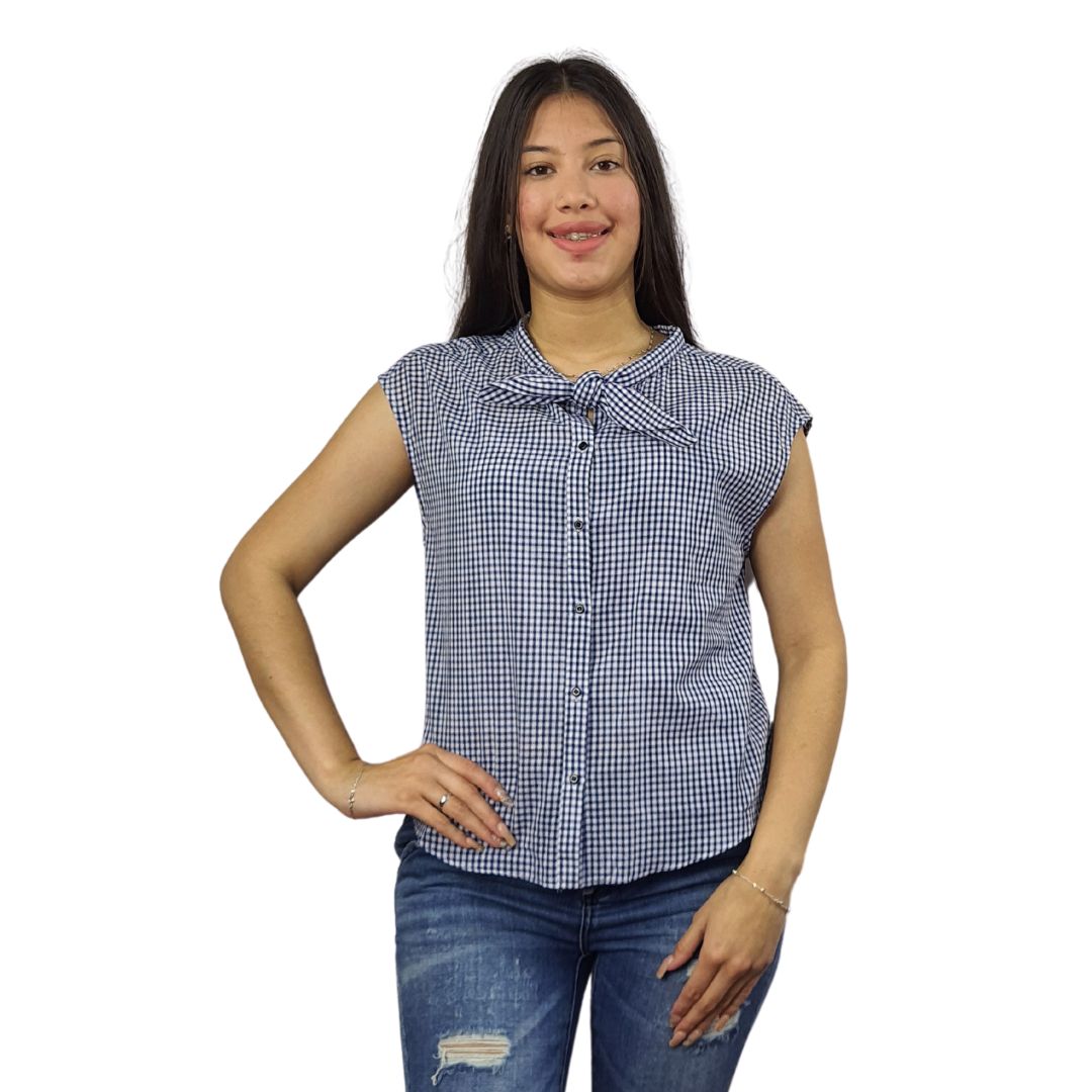 Blusa Vero Moda Azul Style PAWN S/L SHIRT(FL)