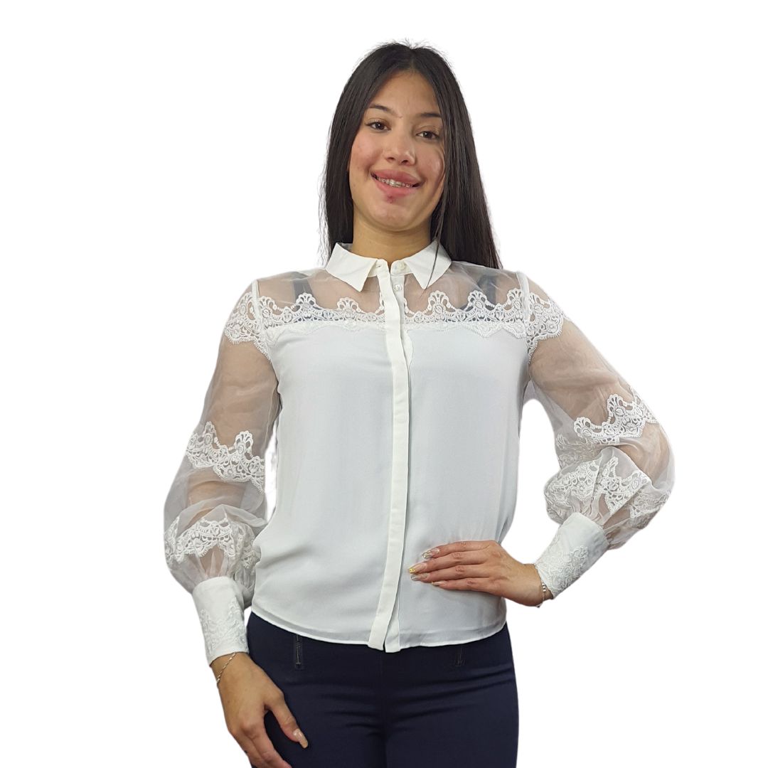 Blusa Vero Moda Blanco Style BELLA L/S SHIRT(VMC-BJ)