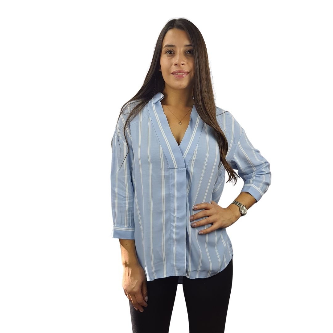Camisa Vero Moda Azul Style THERE 3/4 SHIRT SET(MM)