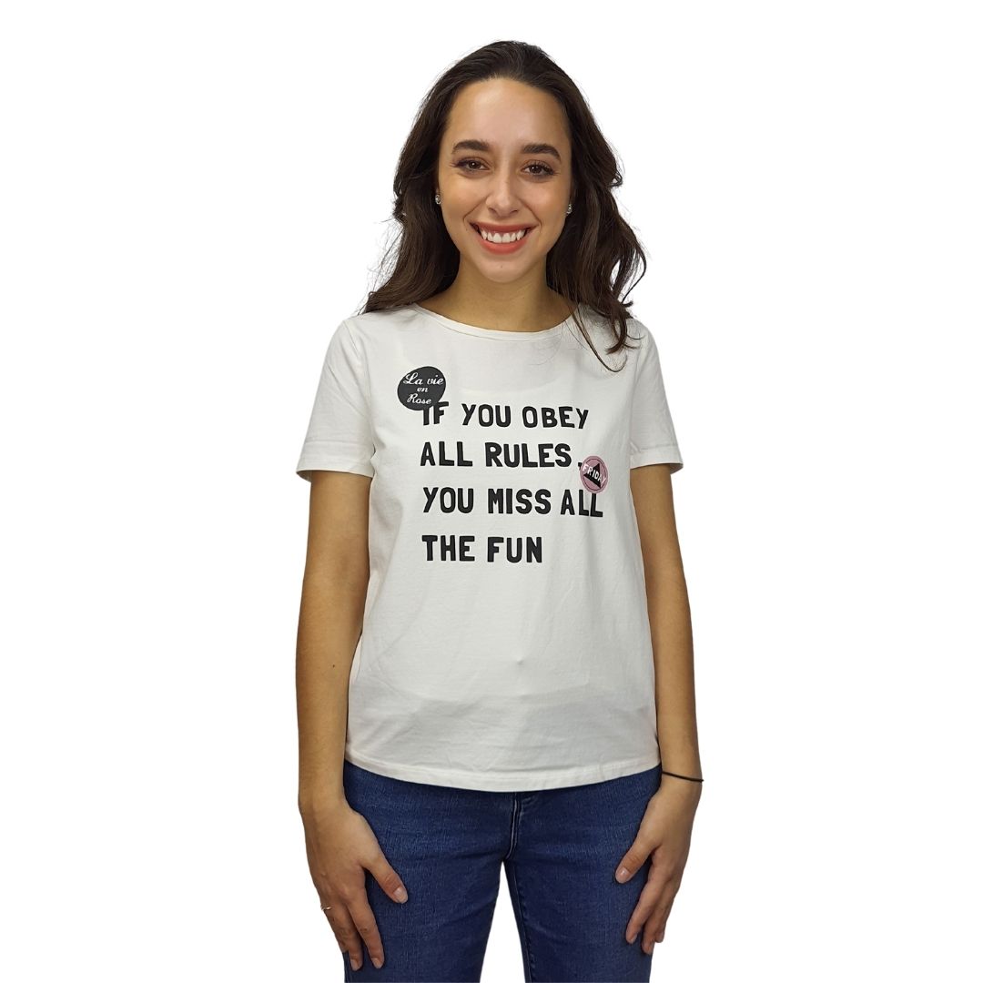 Polera Vero moda Blanco Style HOGO S/S TOP(TP)