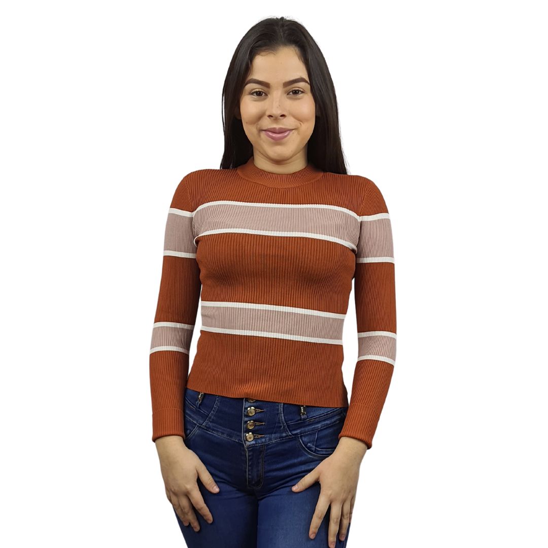 Blusa Vero Moda Marron Claro Style MIX L/S KNIT(RN)