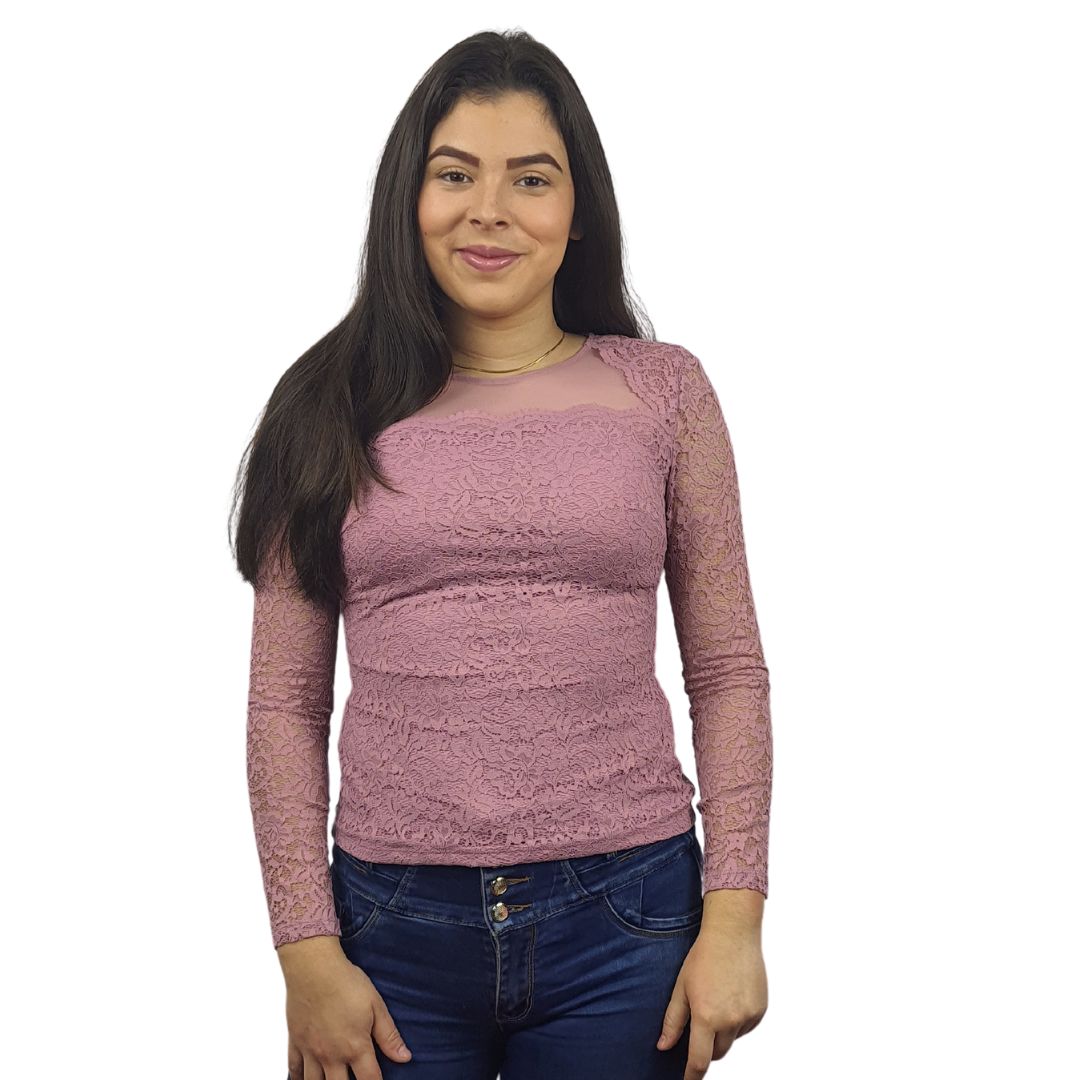 Blusa Vero Moda Rosa Vieja Style LAUR L/S TOP(BT)