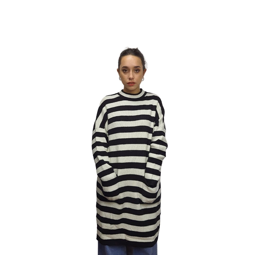 Vestido Vero moda Blanco y Negro Style KATE 7/8 KNIT DRESS(PM-EC-2)