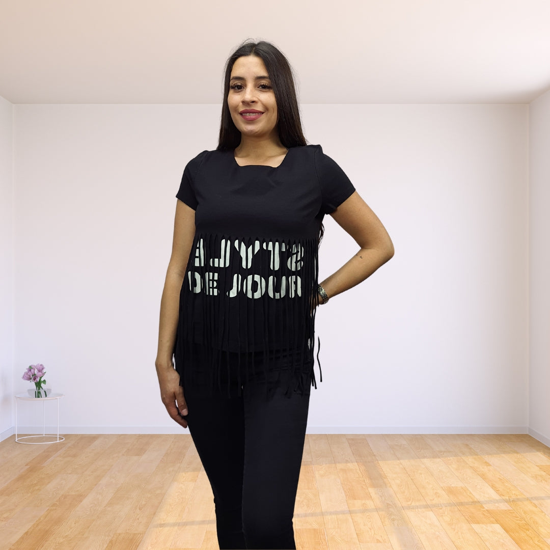 Polera Vero Moda Negro Style FEEL H S/S TOP(EL)