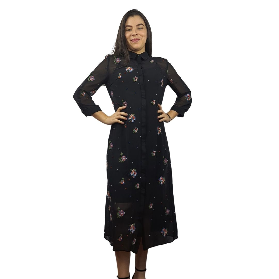 Vestido Vero Moda Negro Style CROSS 3/4 LONG SHIRT SET(NN)