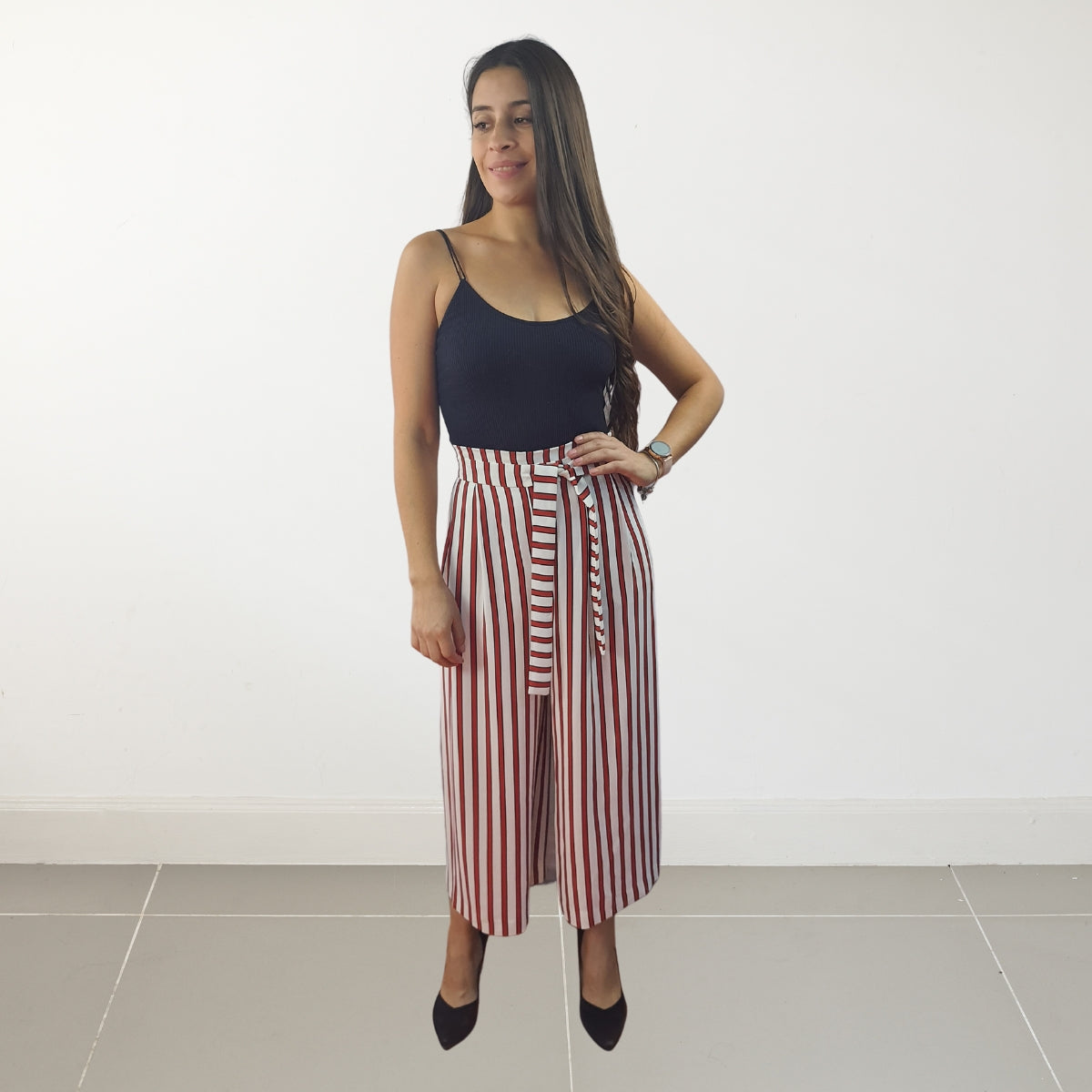 Pantalon Vero Moda Rojo Style STATY 7/8 WIDE PANTS(SL)
