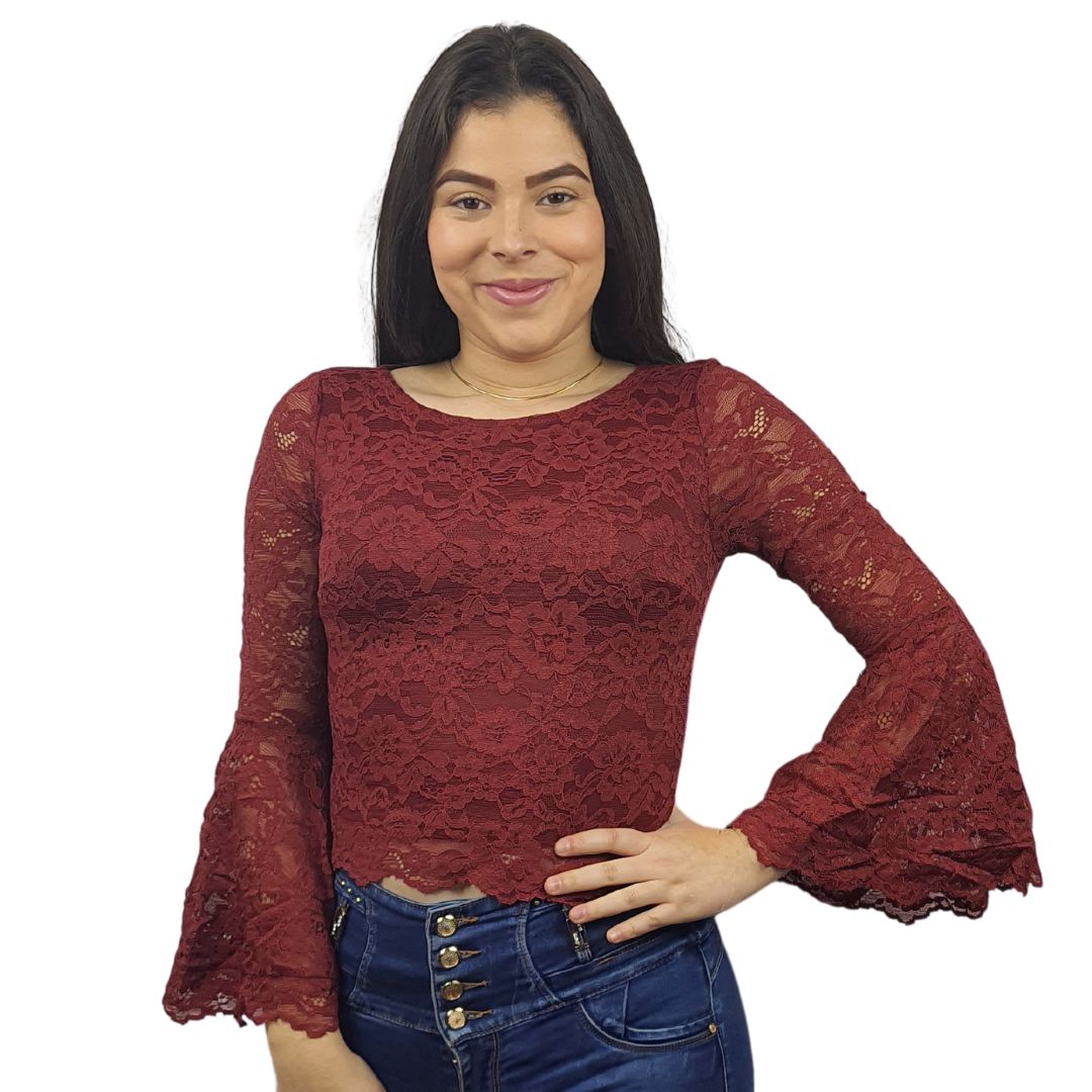 Blusa Vero Moda Burdeo Style KAMA L/S TOP(BT)