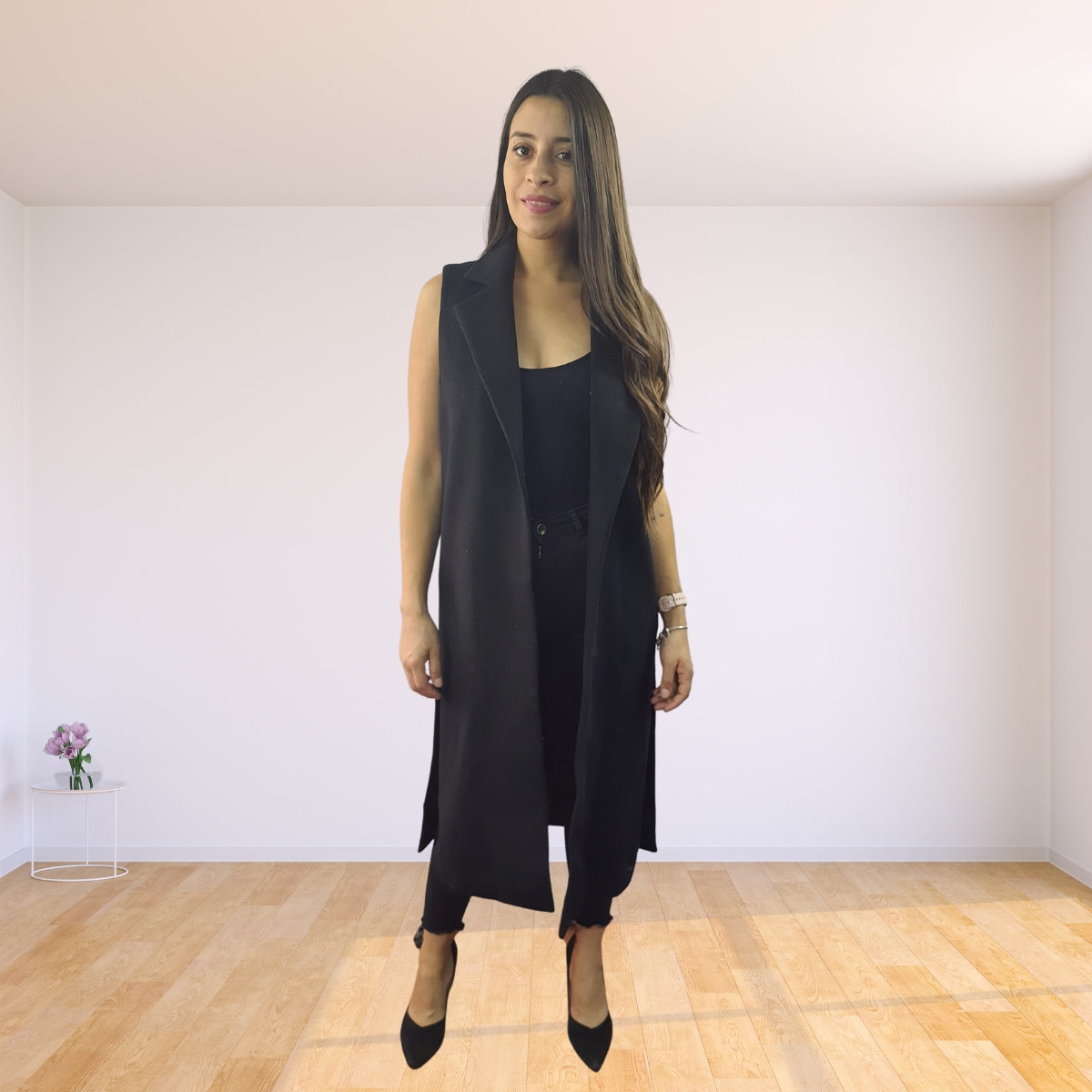 Tapado Vero Moda Negro Style ALINA WOOL WAIST COAT(NL)