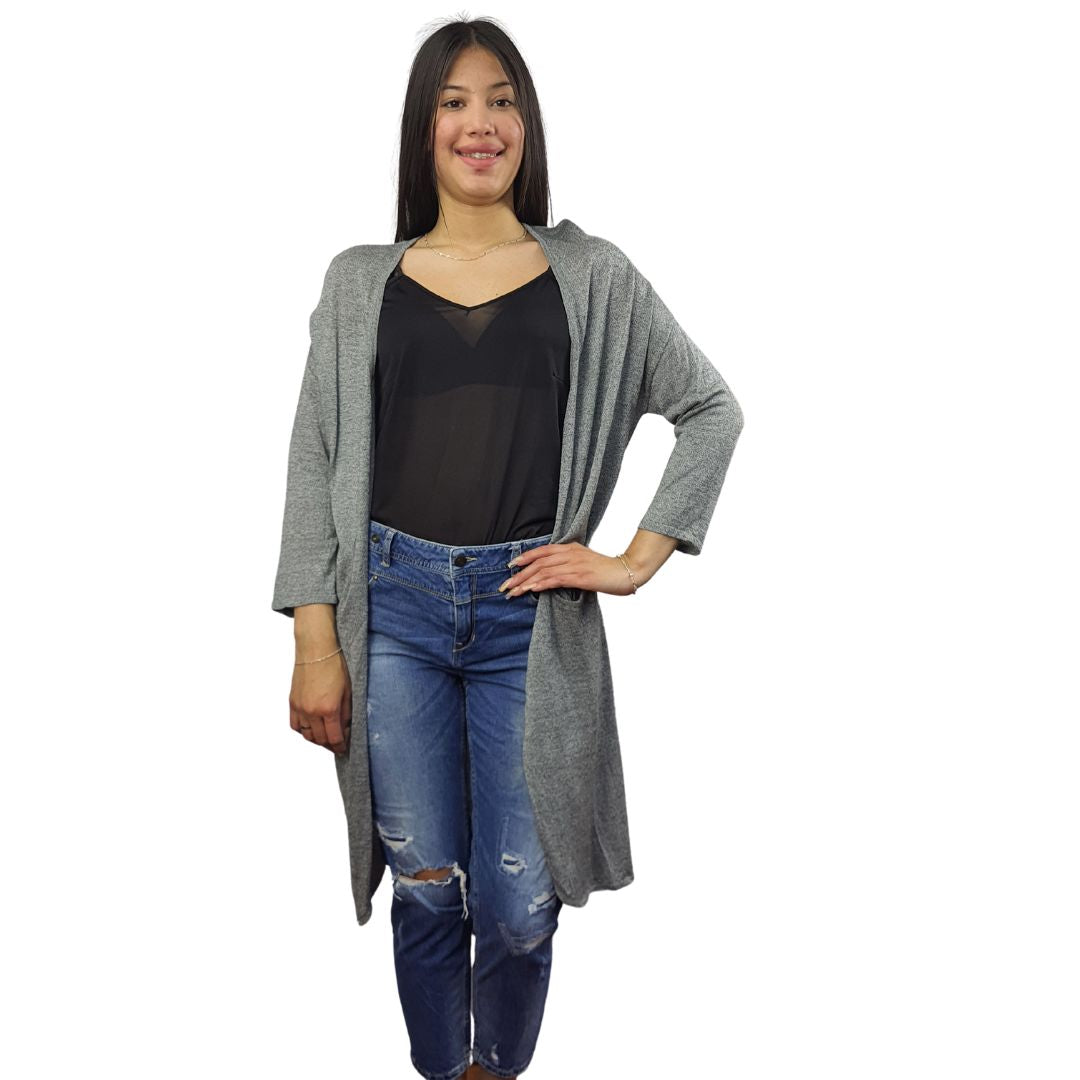 Tapado Vero Moda Gris Style EC HALLIE 3/4 LONG CARDIGAN(UM)