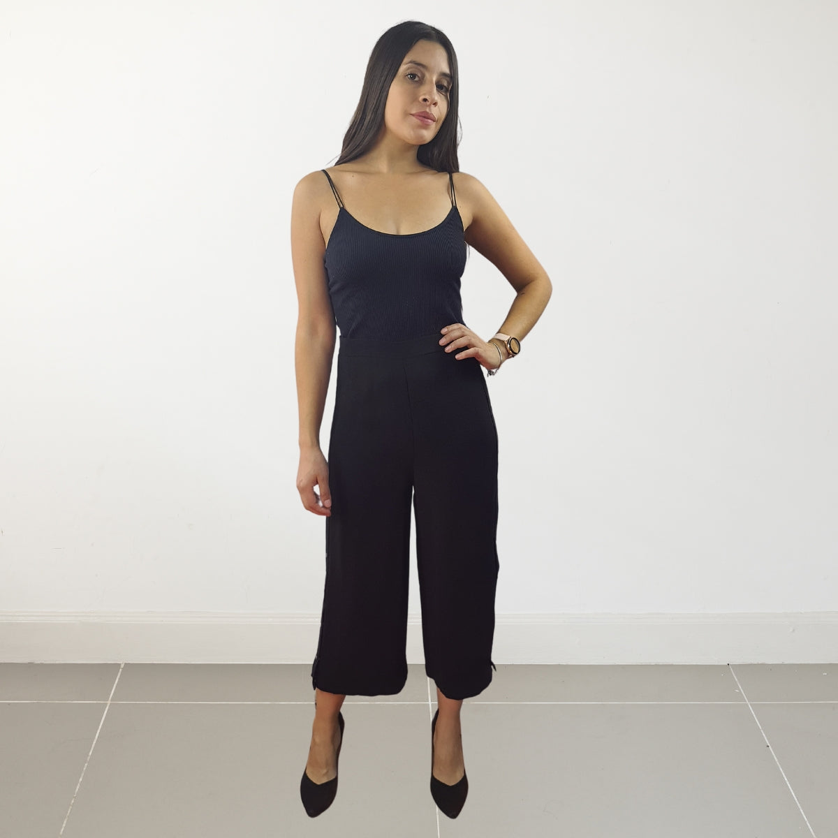 Pantalon Vero Moda Negro Style BOWL 7/8 STRAIGHT PANTS(LL)