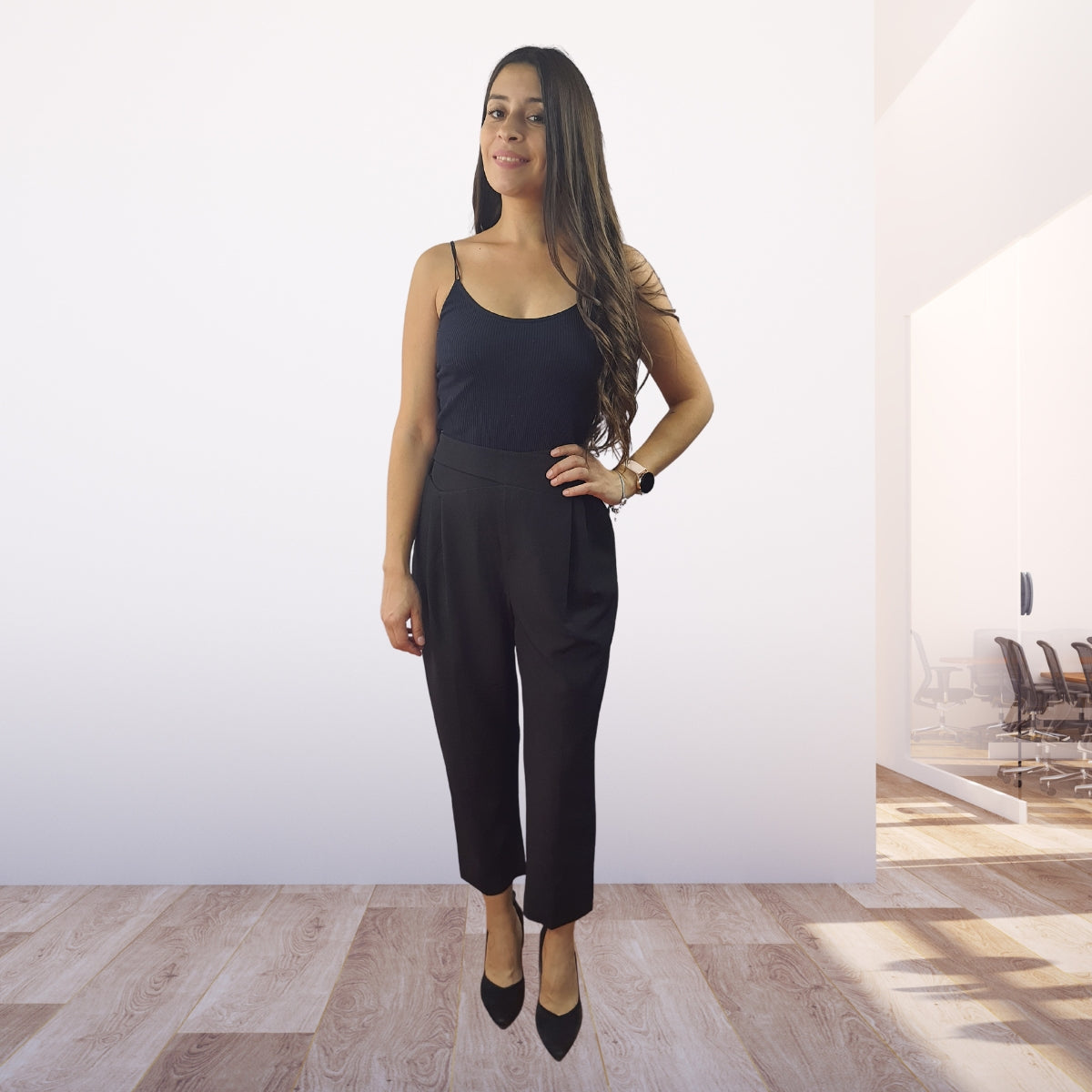 Pantalon Vero Moda Negro Style GEMMA 7/8 SLIM CARROT PANTS(VMC-MM)