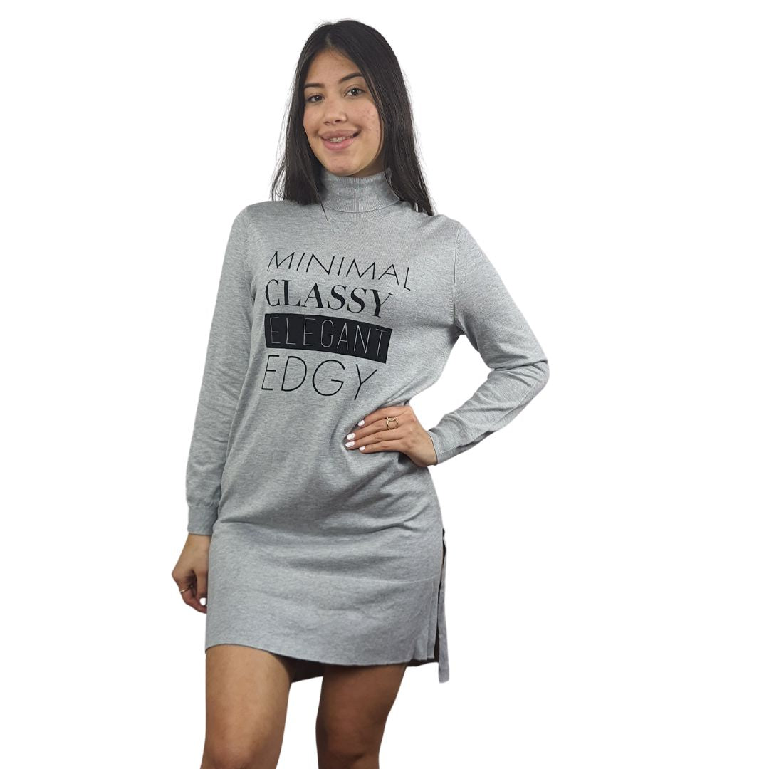 Vestido Vero Moda Gris Claro Style DEMI L/S LONG KNIT(UM)