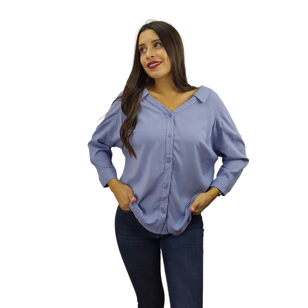 Blusa Vero Moda Azul Style MAY SOLID 3/4 SHIRT(TP)