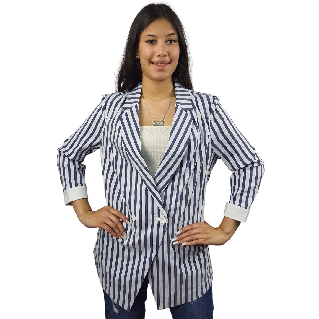 Blazer Vero Moda Azul y Blanco Style JENNY 3/4 BLAZER(VMC-RN)