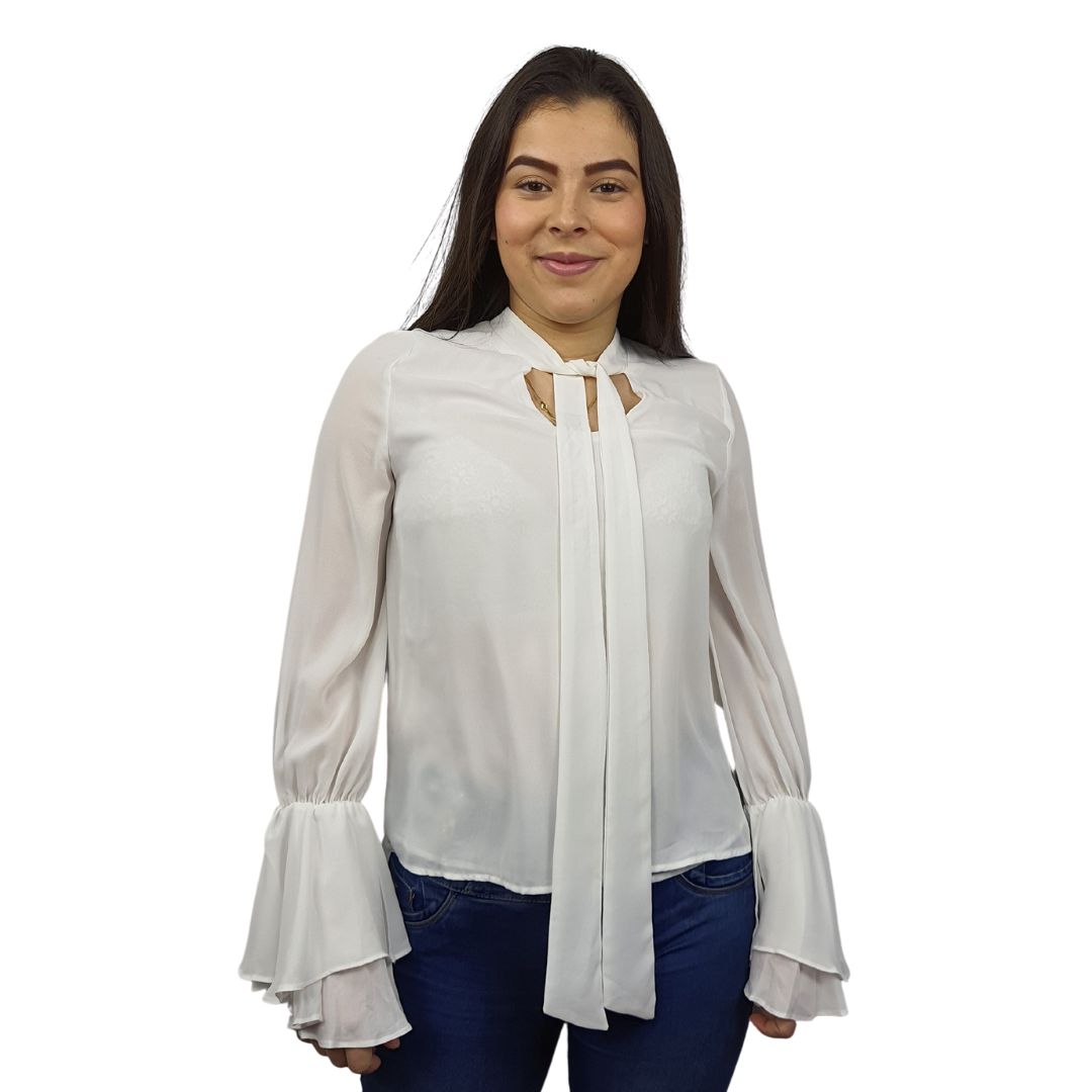 Blusa Vero Moda Blanco Style MELODY L/S WOVEN TOP(VMC-PF)