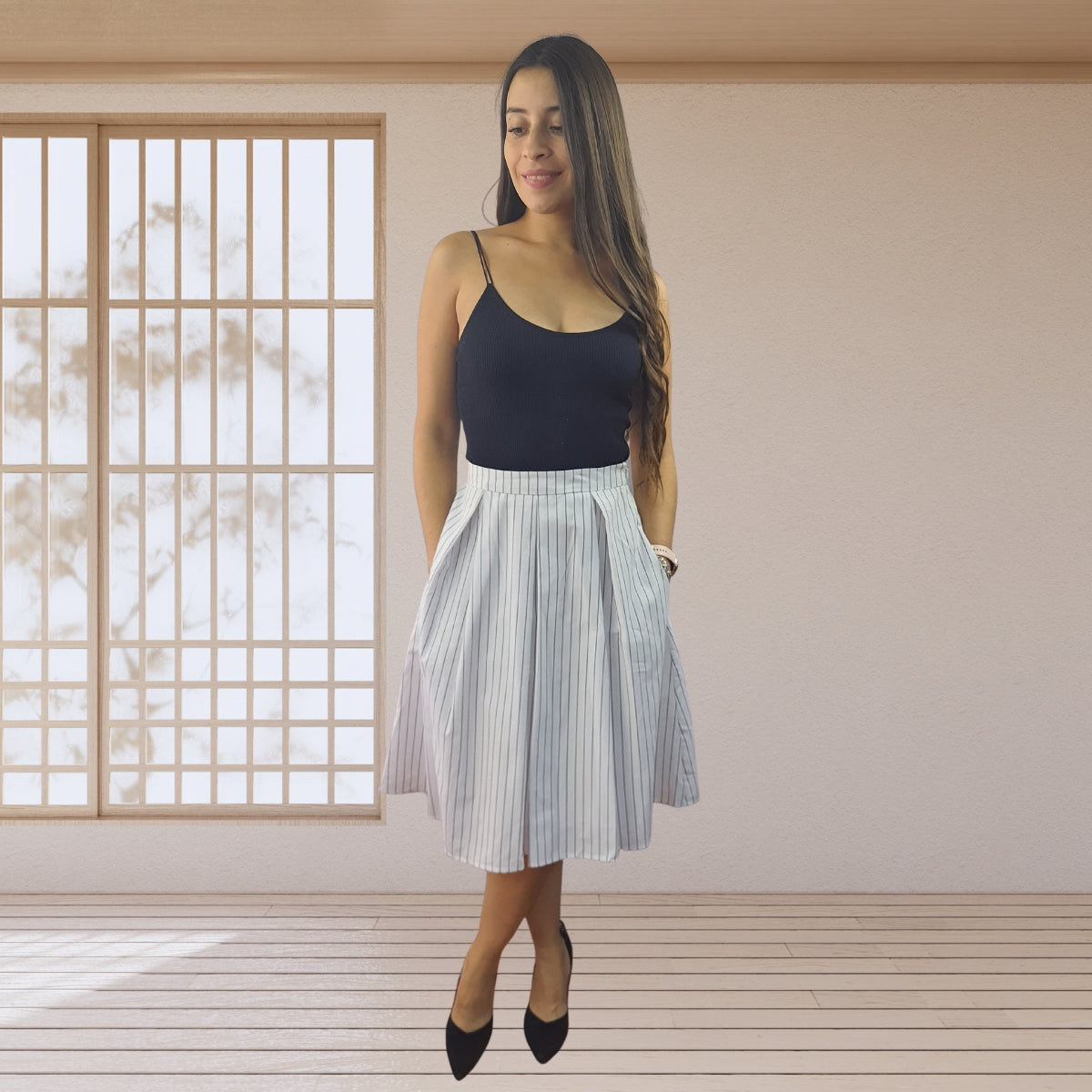 Falda Vero Moda Blanco Style JOLENE MIDI SKIRT(PM-EC-2)