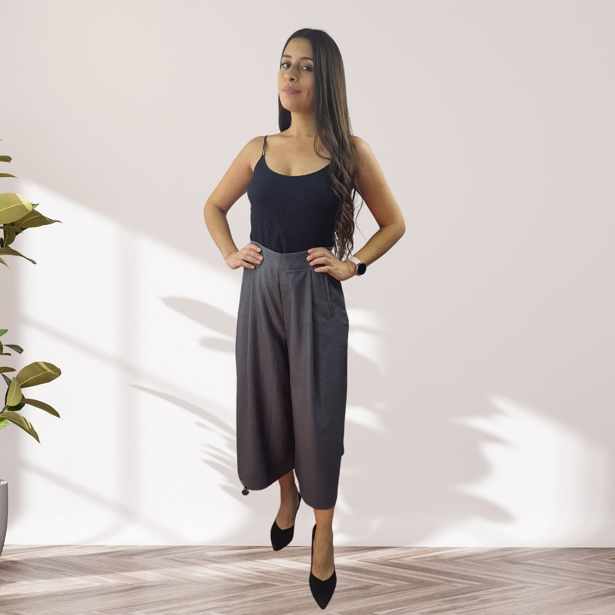Pescador Vero Moda Gris Style LAURA 7/8 WIDE PANTS(VMC-BT)
