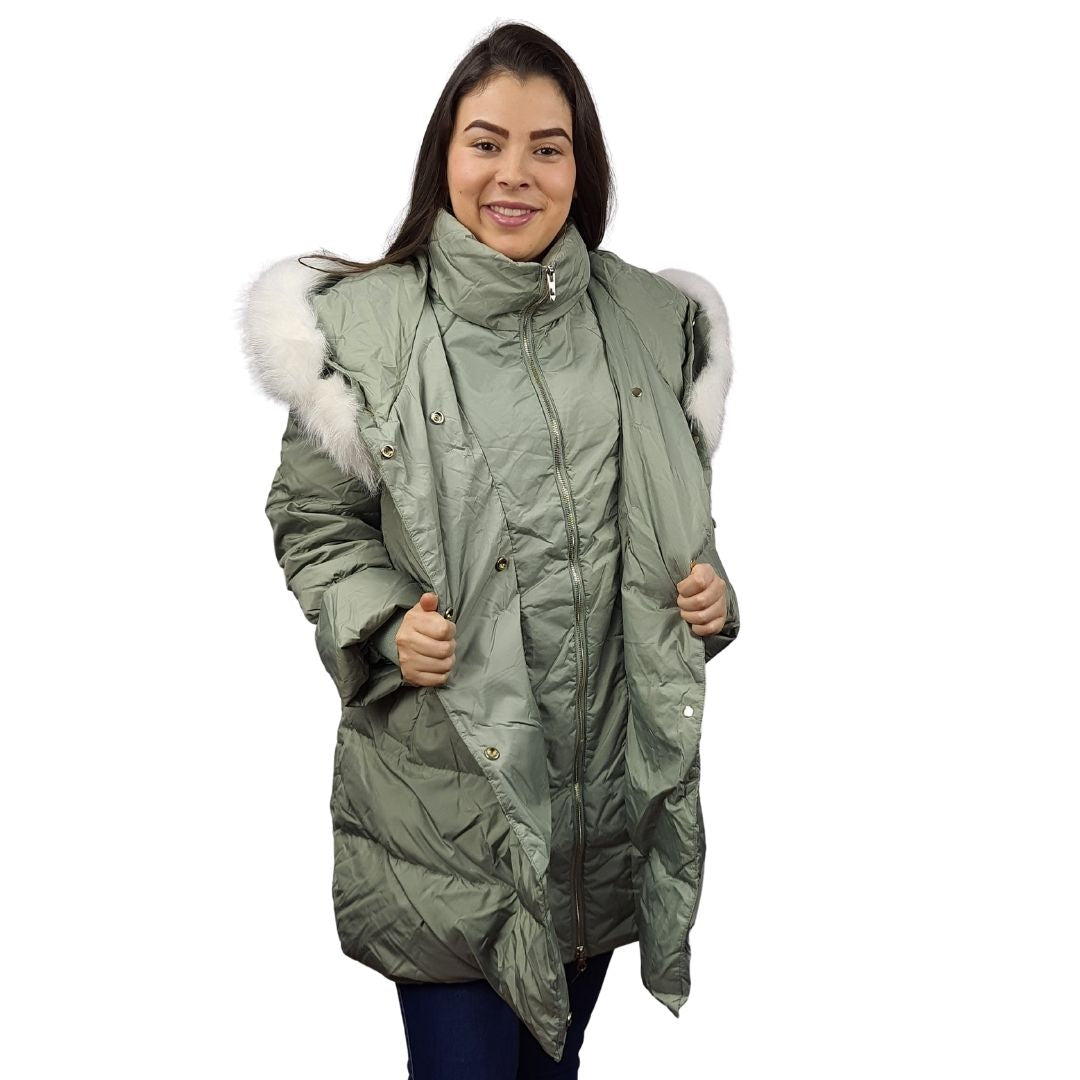 Parka Vero Moda Verde Claro Style TARTAN 3/4 DOWN COAT(PF)
