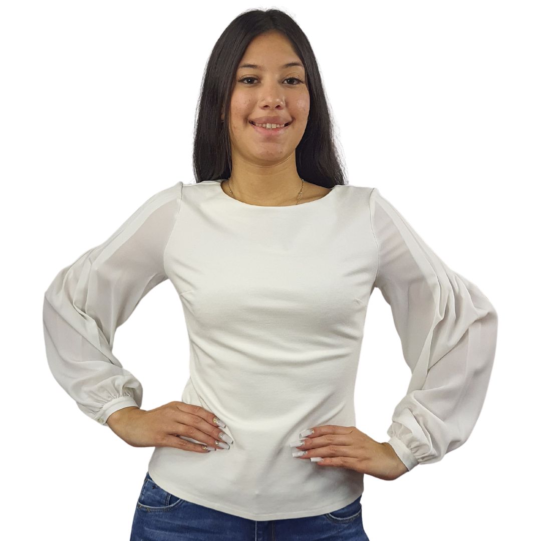 Blusa Vero Moda Blanco Style NAAS L/S JERSEY TOP(VMC-NL)