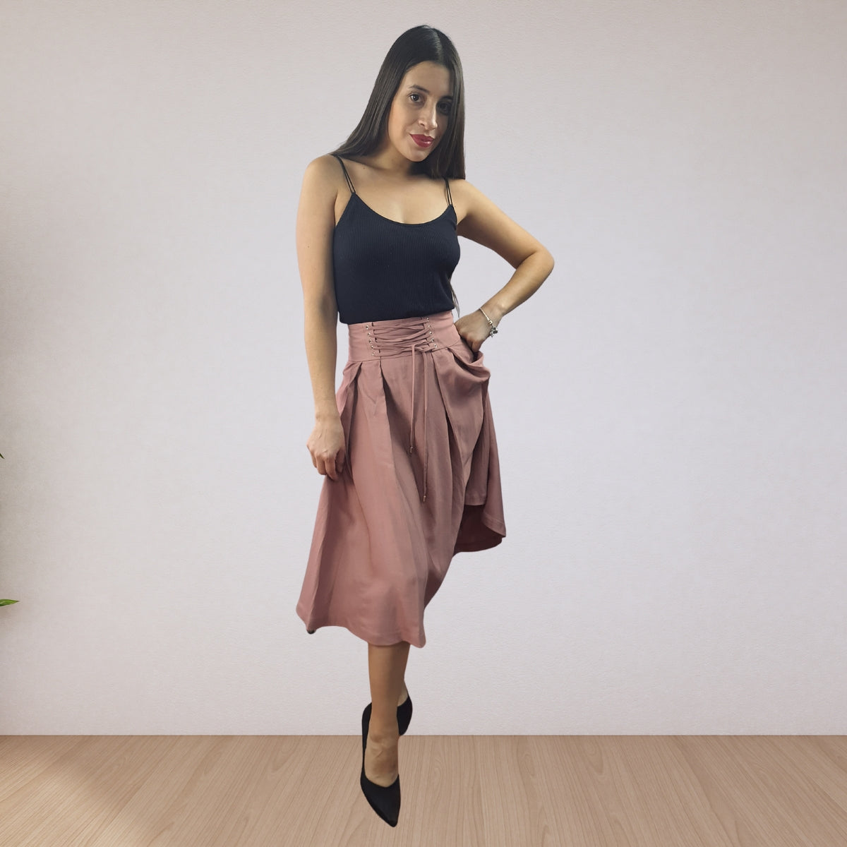 Falda Vero Moda Rosa Vieja Style ARIA SOFT MIDI SKIRT(VMC-SL)